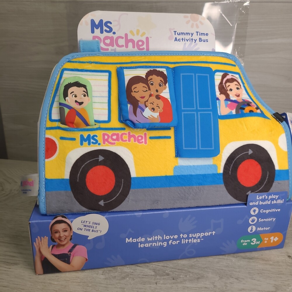 Ms Rachel Official Tummy Time Activity Bus Folding Play Mat with Baby Mirror NIB